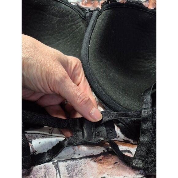 Smart & Sexy 38 DD Black Lacey Bra Underwire Lightly Padded Push up Cutouts EUC - Picture 5 of 6
